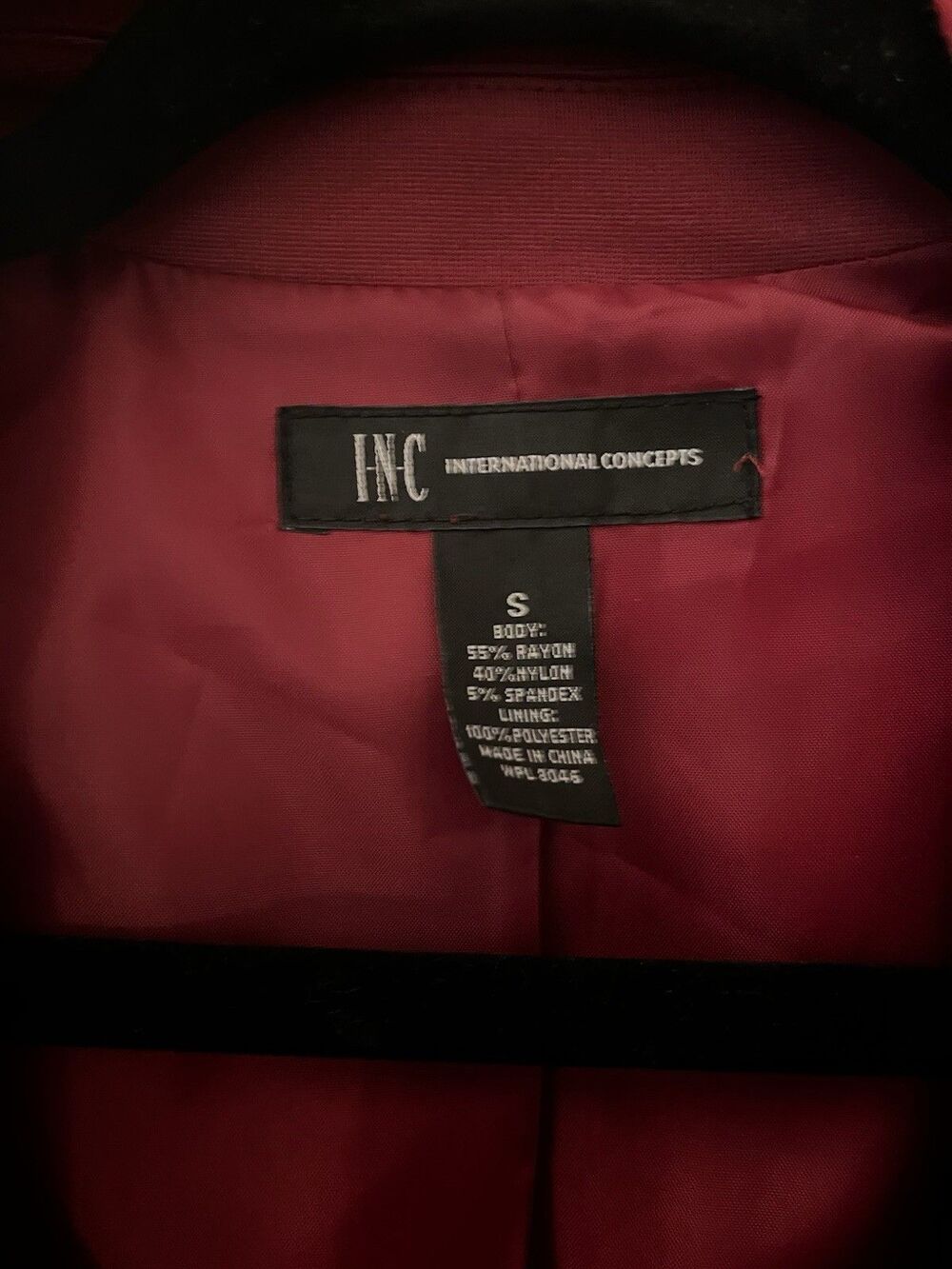 INC International Concepts Red Ruched 3/4 Sleeve Blazer - Size Small - Picture 2 of 4